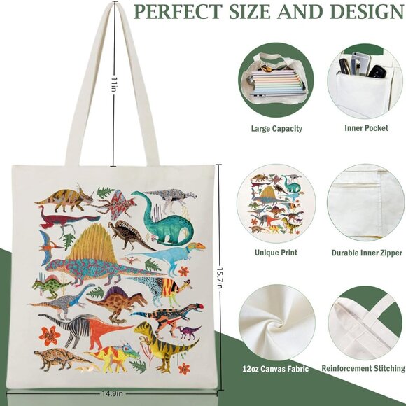 Canvas Aesthetic Tote Bag for Women with Inner Pocket Totes Shoulder Book Bag Sh - Picture 7 of 7